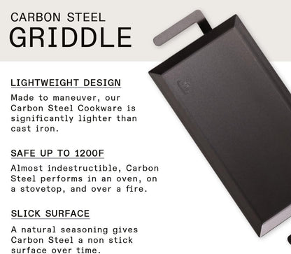 Cookware - Carbon Steel Griddle - (Like Cast Iron, but Better) - Professional Cookware -  Sweden - Induction Compatible