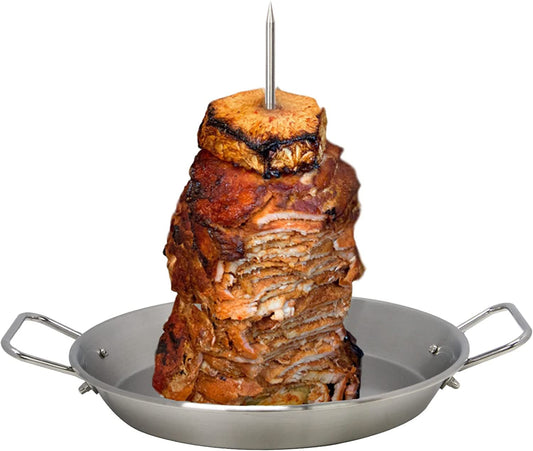 BBQ Vertical Skewer Al Pastor Skewer for Grill, Brazilian Skewers El Pastor Spit Hack,Great for Home Made Tacos Al Pastor, Shawarma, Brazilian Churrasco,Stainless Steel,With 8 Inch & 10 Inch Stick