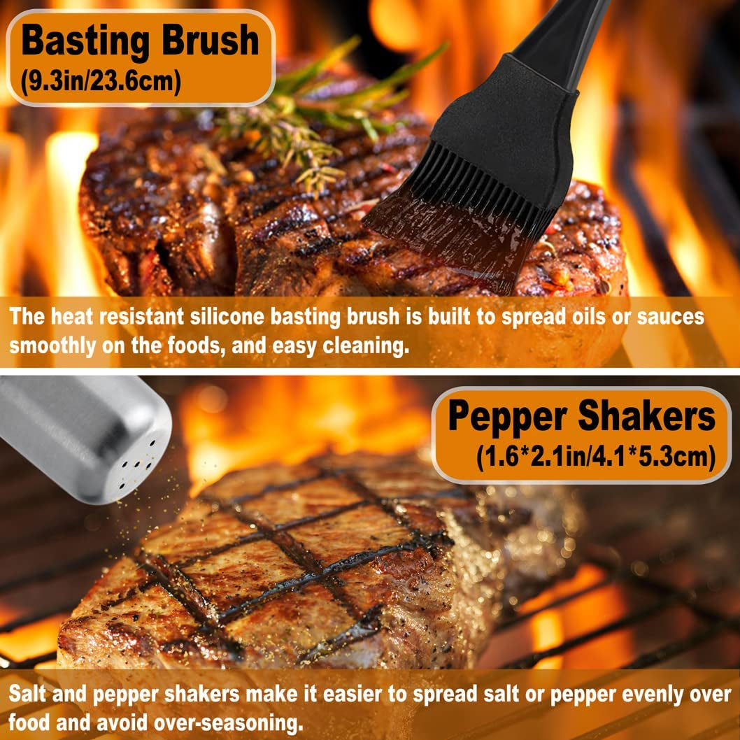 26PC Exclusive BBQ Grill Accessories in Aluminum Case for Birthday Christmas Grilling Gifts - Premium Grill Utensils Set with Barbecue Claws, Meat Injector, Thermometer for Smoker, Camping