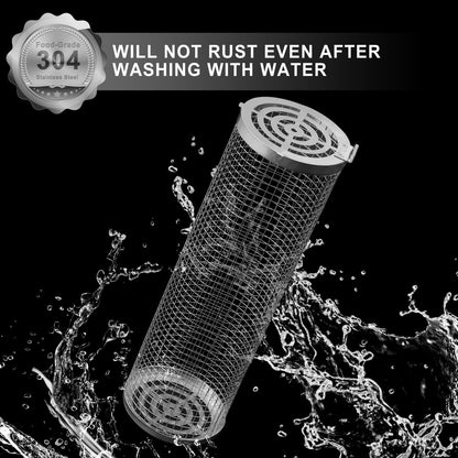 Feniola Rolling Grilling Basket - 2 PCS round Stainless Steel Grill Net for Outdoor Grill for Vegetables, Meat - BBQ Accessories Included