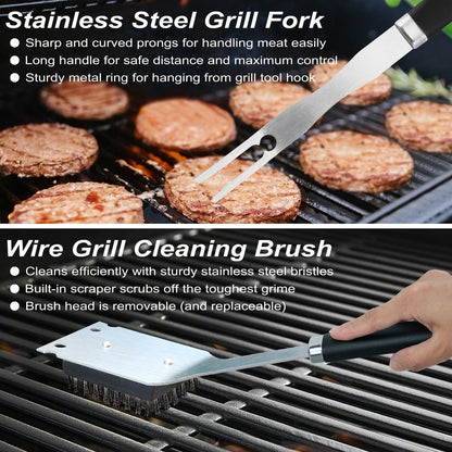 26 PCS Grill Set Backyard BBQ Grill Accessories Stainless Steel Grill Utensils Set with Bag for Christmas Dads Birthday - Camping BBQ Tools Grilling Tools Set Ideal Grilling Gifts for Men Women