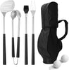 Golf Club 7 Pcs BBQ Tools Gift Set - Father'S Day Birthday Gifts for Men Dad, Grill Accessories - for Camping Stainless Steel Utensils Set - Stainless Steel Grilling Birthday Hiking Outdoor Storage