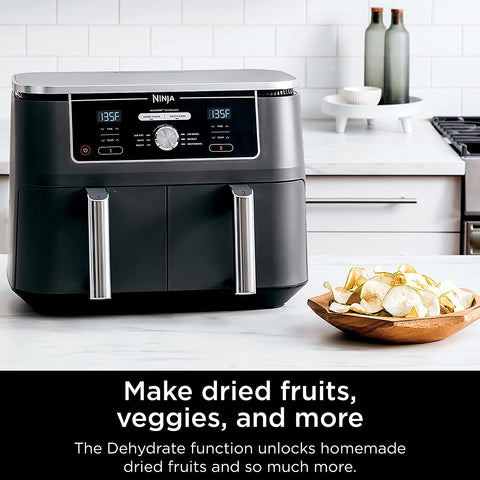 Image of DZ401 Foodi 10 Quart 6-In-1 Dualzone XL 2-Basket Air Fryer with 2 Independent Frying Baskets, Match Cook & Smart Finish to Roast, Broil, Dehydrate for Quick, Easy Family-Sized Meals, Grey