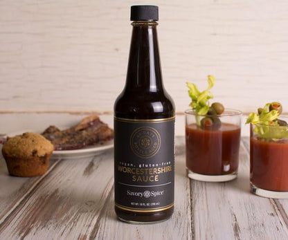 Savory Spice Vegan Worcestershire Sauce, Gluten-Free & Anchovy-Free - 60-Day Bottle Aged Vegan Worcestershire Sauce | Same Great Worcestershire Seasoning Taste