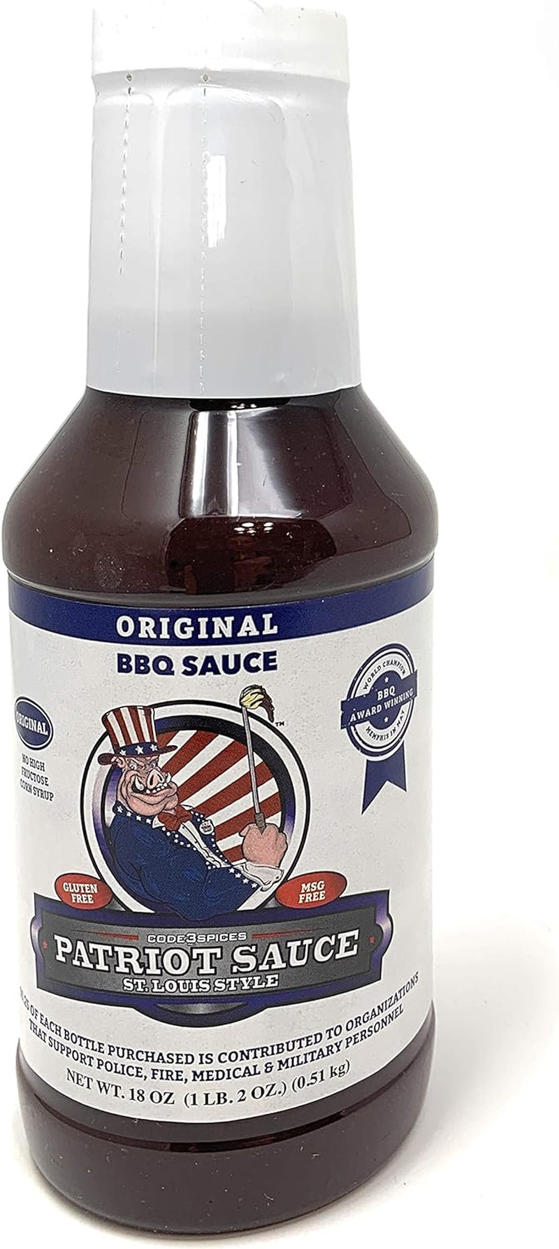 Patriot BBQ Sauce, 21 Ounce Bottle, Original St. Louis Competition Style Barbecue Flavor, Made without High Fructose Corn Syrup, Gluten-Free, No MSG