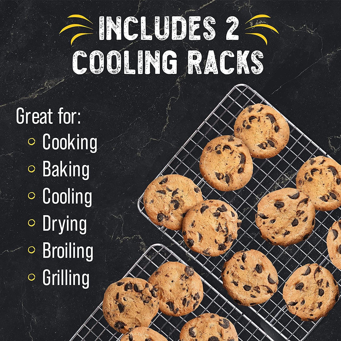 Checkered Chef Cooling Rack - Set of 2 Stainless Steel, Oven Safe Grid Wire Cookie Cooling Racks for Baking & Cooking - 8” X 11 ¾"