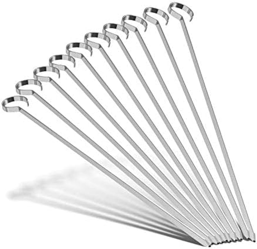 Flat Stainless Steel Kabob Skewers 12 Pack (17 Inch)