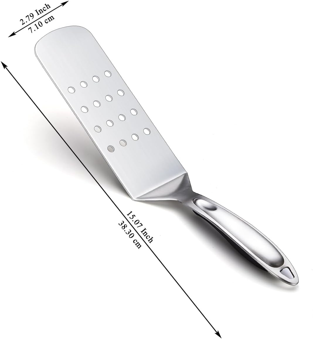 Evanda Metal Grill Spatula, Stainless Steel Barbecue Turner, Handle Heat Resistant and No Melt, Great for Outdoor BBQ, Teppanyaki, Camping