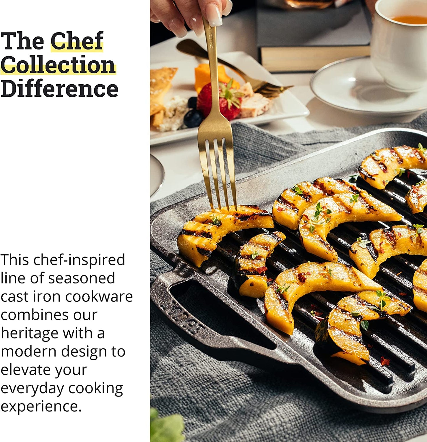 Cast Iron Chef Collection Square Grill Pan, Pre-Seasoned - 11 In