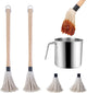 BBQ Sauce Pot and Basting Brush Set, 61Oz Stainless Steel Sauce Pan & Basting Mop Brush, Gifts for Griller & Barbecue Cooking Accessories, with 2Pcs Wooden Long Handle Sauce Mops and 2Pcs Replacements