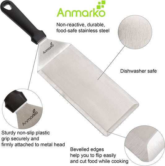 Big Metal Griddle Spatula - Grill Spatula 4 X 8 in Large Burger Smasher Hamburger Turner Scraper - Pancake Flipper - Great for BBQ Grill and Flat Top Griddle - Commercial Grade