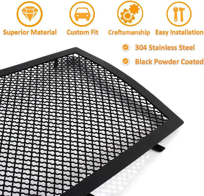 Stainless Steel Mesh Grille Grill Insert Combo Compatible with 2008 2009 2010 2011 2012 2013 Cadillac CTS Include Upper+Lower (Black Powder Coated)