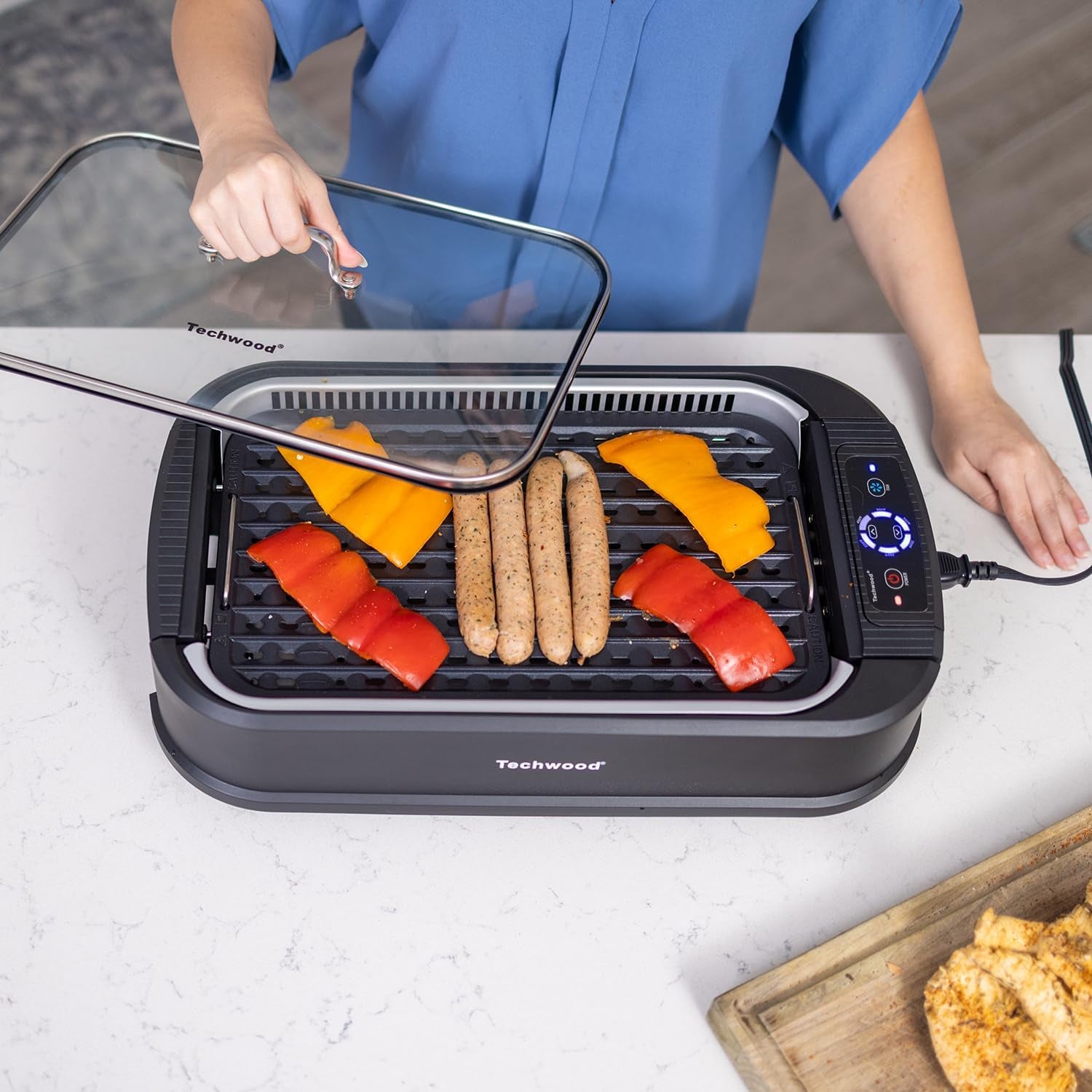 Indoor Grill,  1500W Smokeless Electric Grill with 2 In1 Nonstick Grill/Griddle Plates, Portable Korean BBQ Grill with 6-Level Control, Glass Lid, Dishwasher Safe, Double Plates, Black