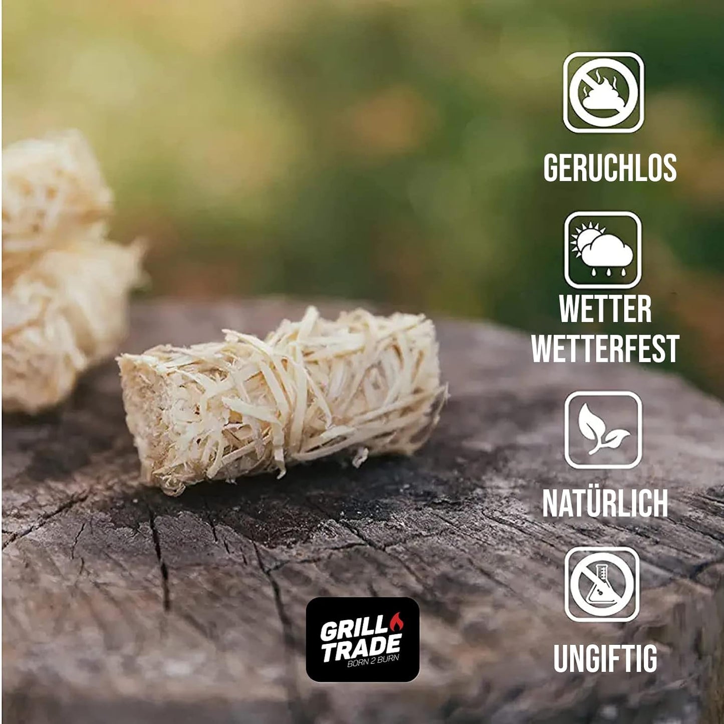 Grill Trade Firestarters 50 Pcs | Natural Fire Starters for Fireplace, Wood Stove, Campfires, Fire Pit, BBQ, Chimney, Pizza Oven | All Weather Charcoal Starters Waterproof Indoor/Outdoor Eco Friendly