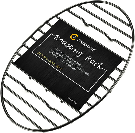 JY COOKMENT Roasting Rack with Integrated Feet, Cooling Drying Rack Kitchen Rack with Enameled Coating, PTFE Free, Great for Cooking, Roasting, Drying, Grilling, Dishwasher Safe (12.5Inch*8.5Inch)