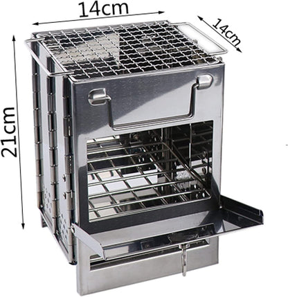 Portable Camping Stove & Grill - Foldable Alcohol/Charcoal/Twig Wood Campfire (Small)