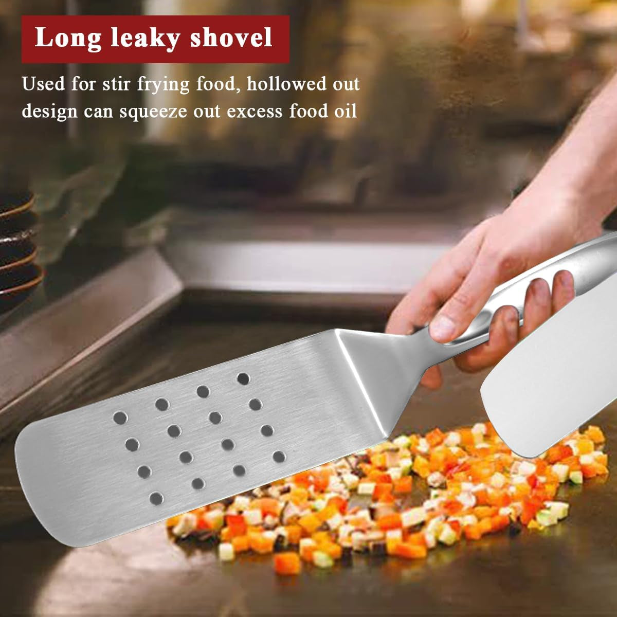 Evanda Metal Grill Spatula, Stainless Steel Barbecue Turner, Handle Heat Resistant and No Melt, Great for Outdoor BBQ, Teppanyaki, Camping