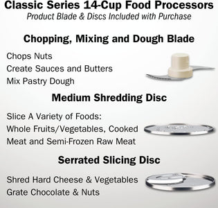 Food Processor 14-Cup Vegetable Chopper for Mincing, Dicing, Shredding, Puree & Kneading Dough, Stainless Steel, DFP-14BCNY