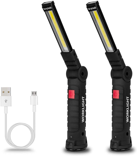 Tool Gifts for Men 2Pack Rechargeable LED Work Lights with Magnetic Base, 360° Rotation,Versatile Lighting for Repairs, Outdoors,Handyman Tools,Ideal Christmas Addition for Men