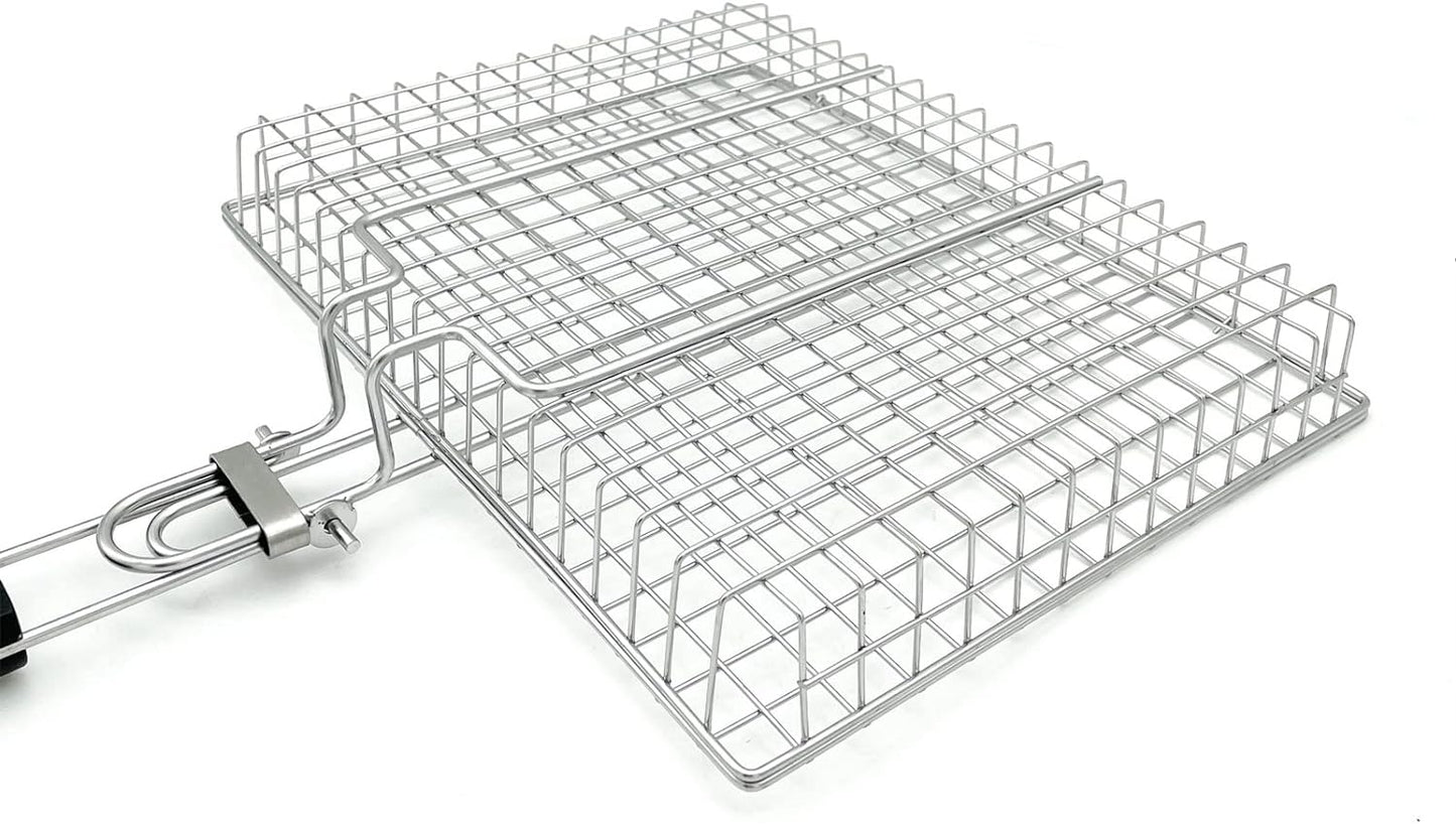 Large Capacity Barbeque Grill Basket with Brush BBQ Tong Deeper Grilling Rack Havy Duty Stainless Steel BBQ Accessories Set