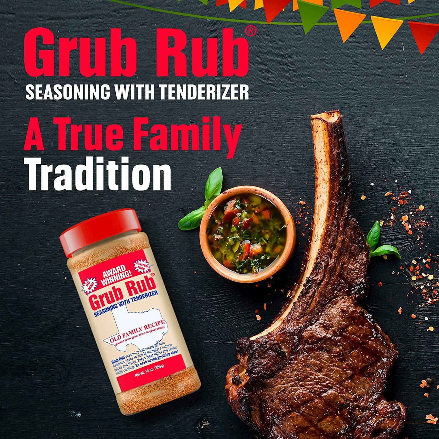 Grub Rub BBQ Seasoning & Meat Rubs for Smoking - Pork Rub, Steak Seasoning, & Brisket Rub - Award Winning Family Recipe - Moist, Tender, & Juicy Meats, Seafood, Veggies & More