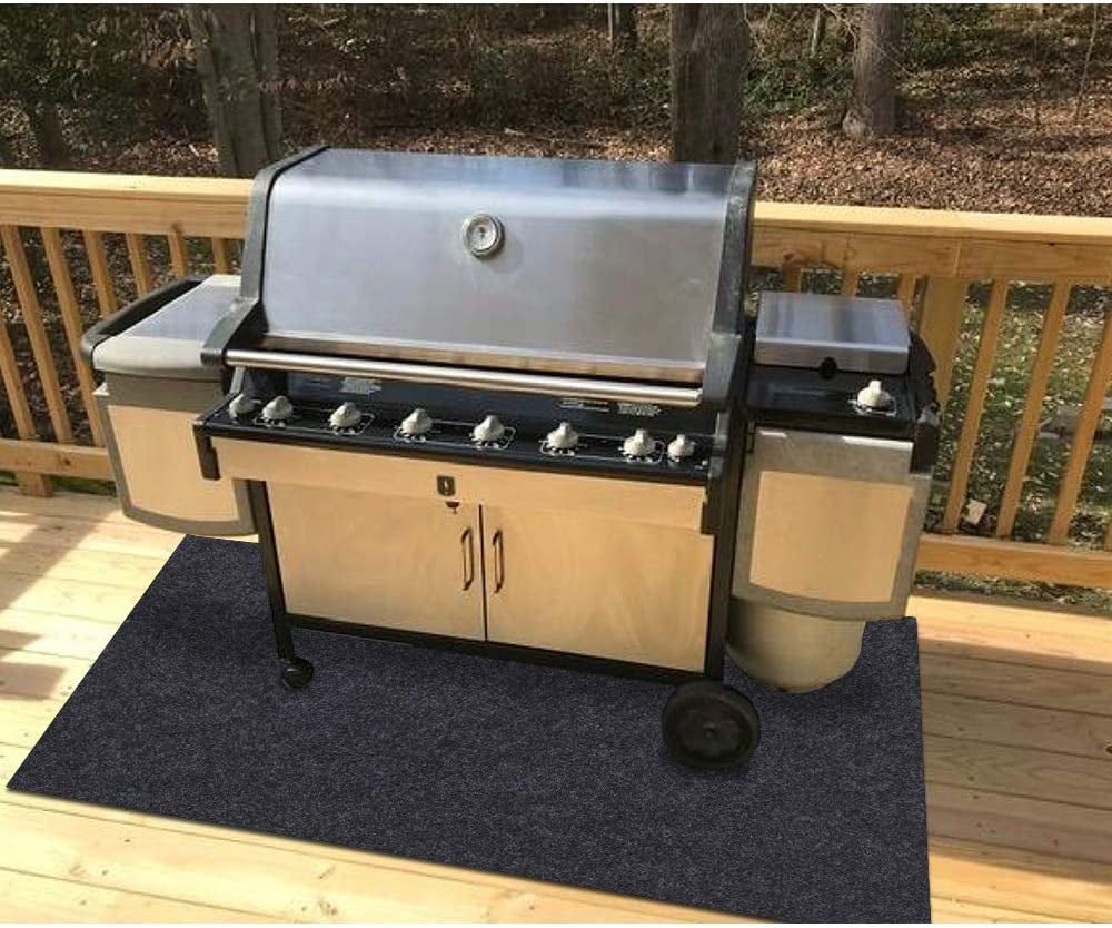 Gas Grill Mat— BBQ Grilling Gear for Gas/Deck Absorbent Grill Mat Lightweight Washable Floor Mat，Under Grill Mat for Protective Floor，Protects Decks and Patios from Grease and Sauce Spills(36" X60")