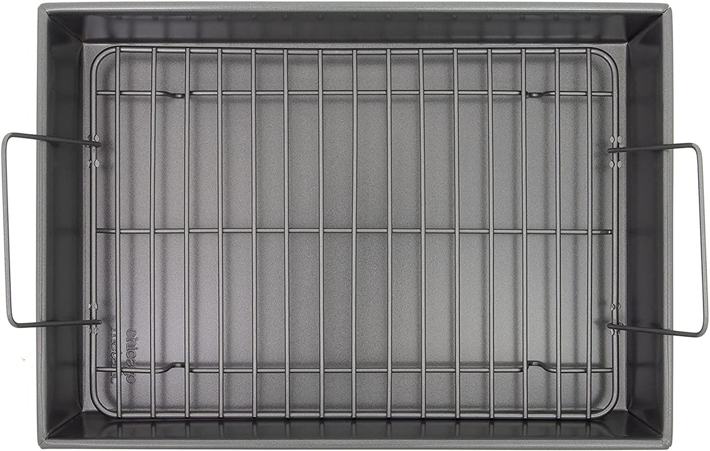 Chicago Metallic 16947 Professional Roast Pan with Non-Stick Rack, 13-Inch-By-9-Inch, Gray