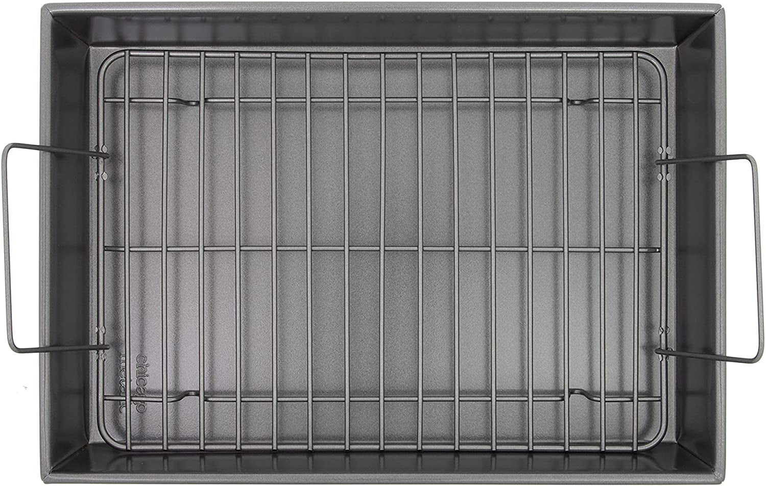Chicago Metallic 16947 Professional Roast Pan with Non-Stick Rack, 13-Inch-By-9-Inch, Gray