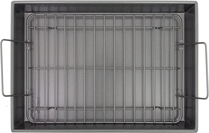 Chicago Metallic 16947 Professional Roast Pan with Non-Stick Rack, 13-Inch-By-9-Inch, Gray