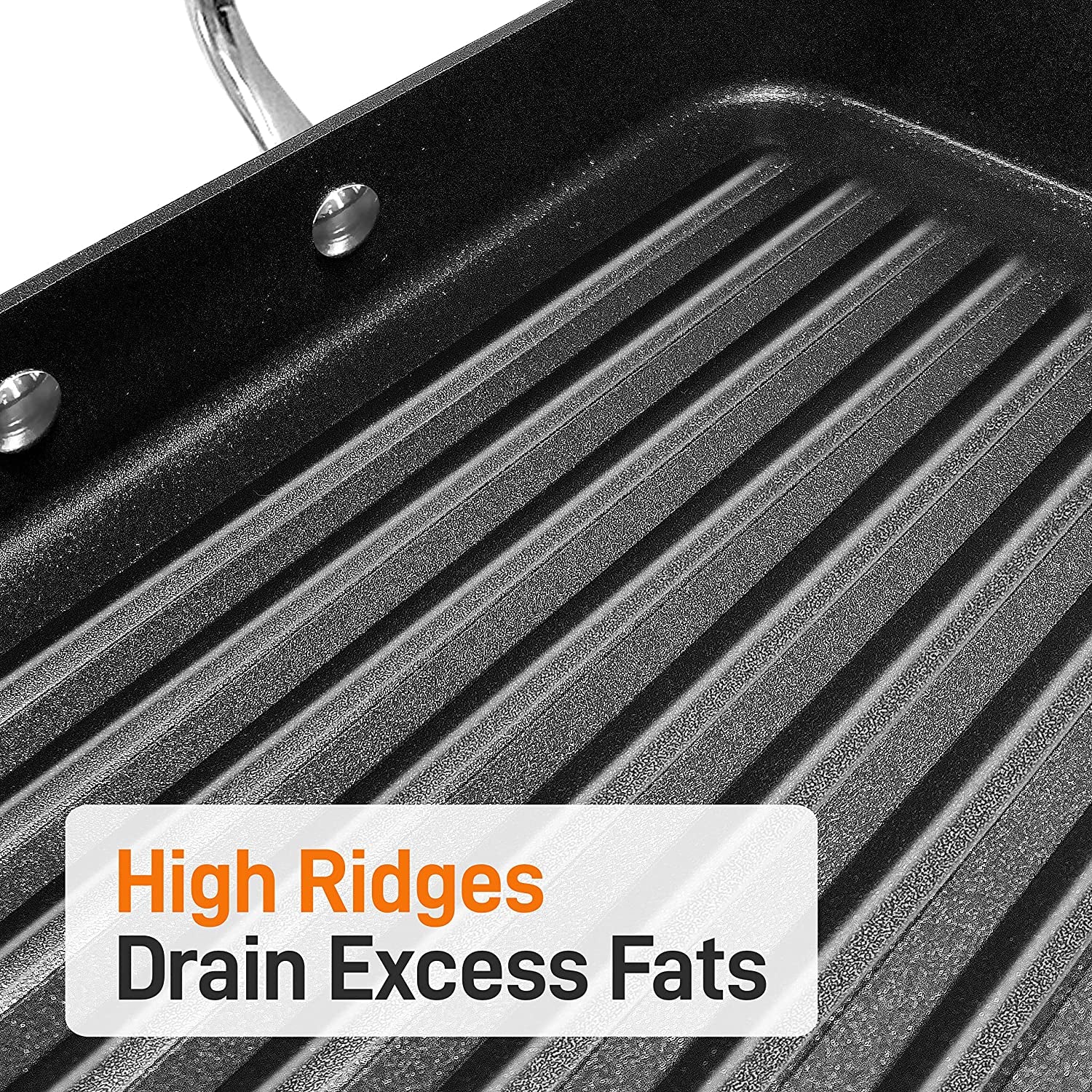 Nonstick Stove Top Grill Pan - PTFE/PFOA/PFOS Free Need Two Burners 20" X 13" Hard-Anodized Non Stick Grill & Griddle Pan - Kitchen Cookware, Dishwasher Safe NCGRP59