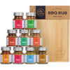 BBQ Rub Gift Set - Spice Gift Set in Premium Wooden Box - Great Grilling Gift for Christmas, Birthday, Father’S Day for Him, Dad, Men, or Her - Unique Barbecue Seasonings (Set of 9)