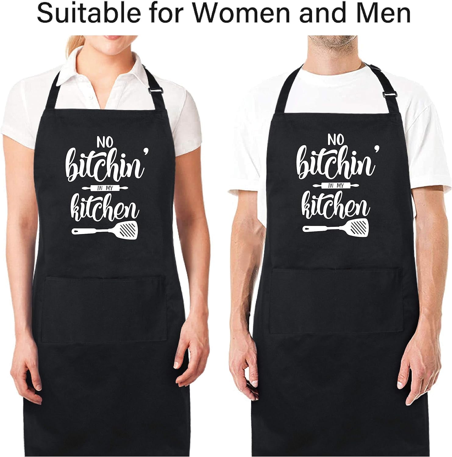 100% Cotton Funny Apron for Women Men with 2 Pockets Kitchen Cooking Adjustable Chef Apron Gifts for Wife Husband Mother'S Day