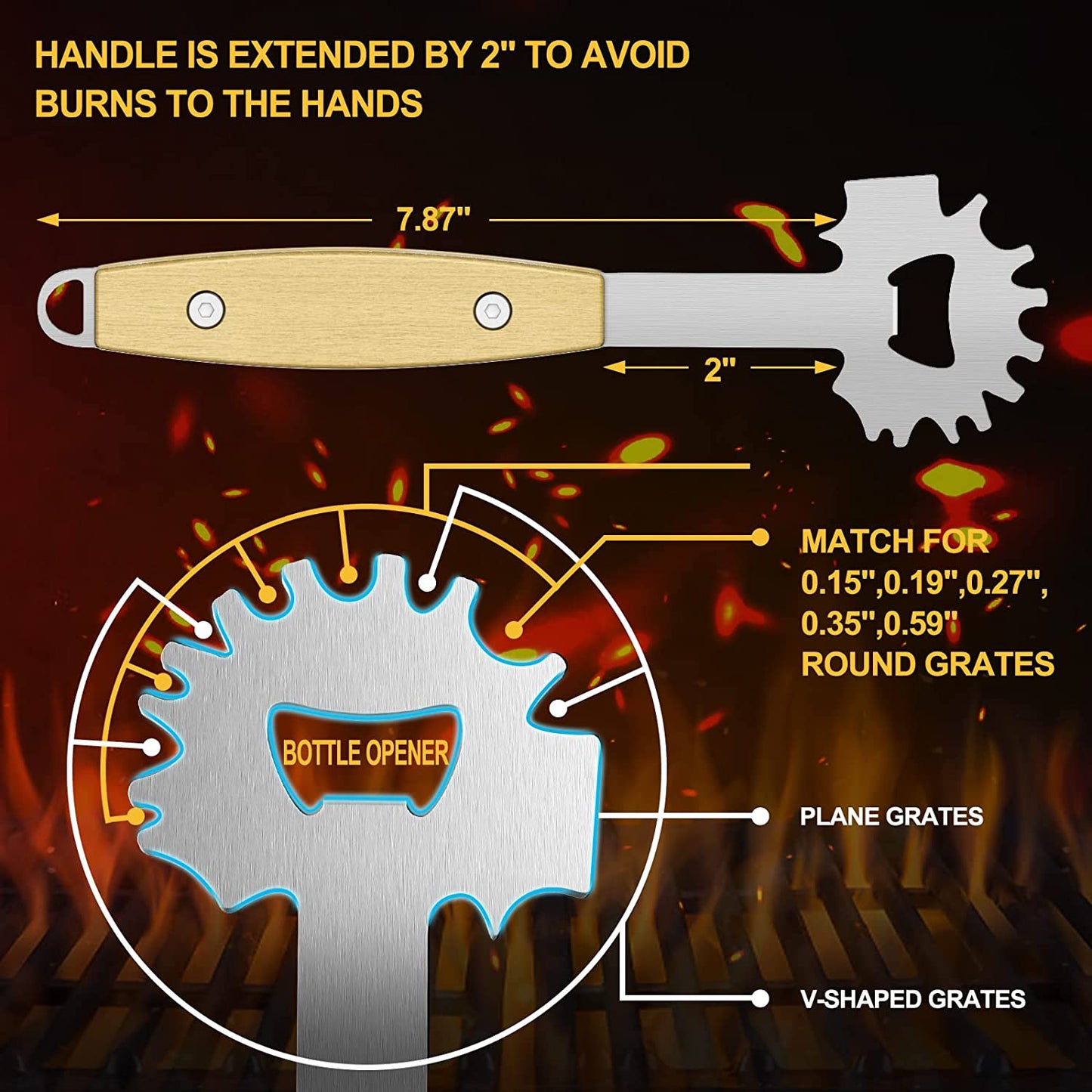 BBQ Grill Scraper, Stocking Stuffers for Men, Bristle Free Safe BBQ Scraper Fits Any Grilling Grate or Smoker Cleaning Tool and Kitchen Gadgets,Ideal Gifts for Christmas Men Dad Husband Fathers Day…