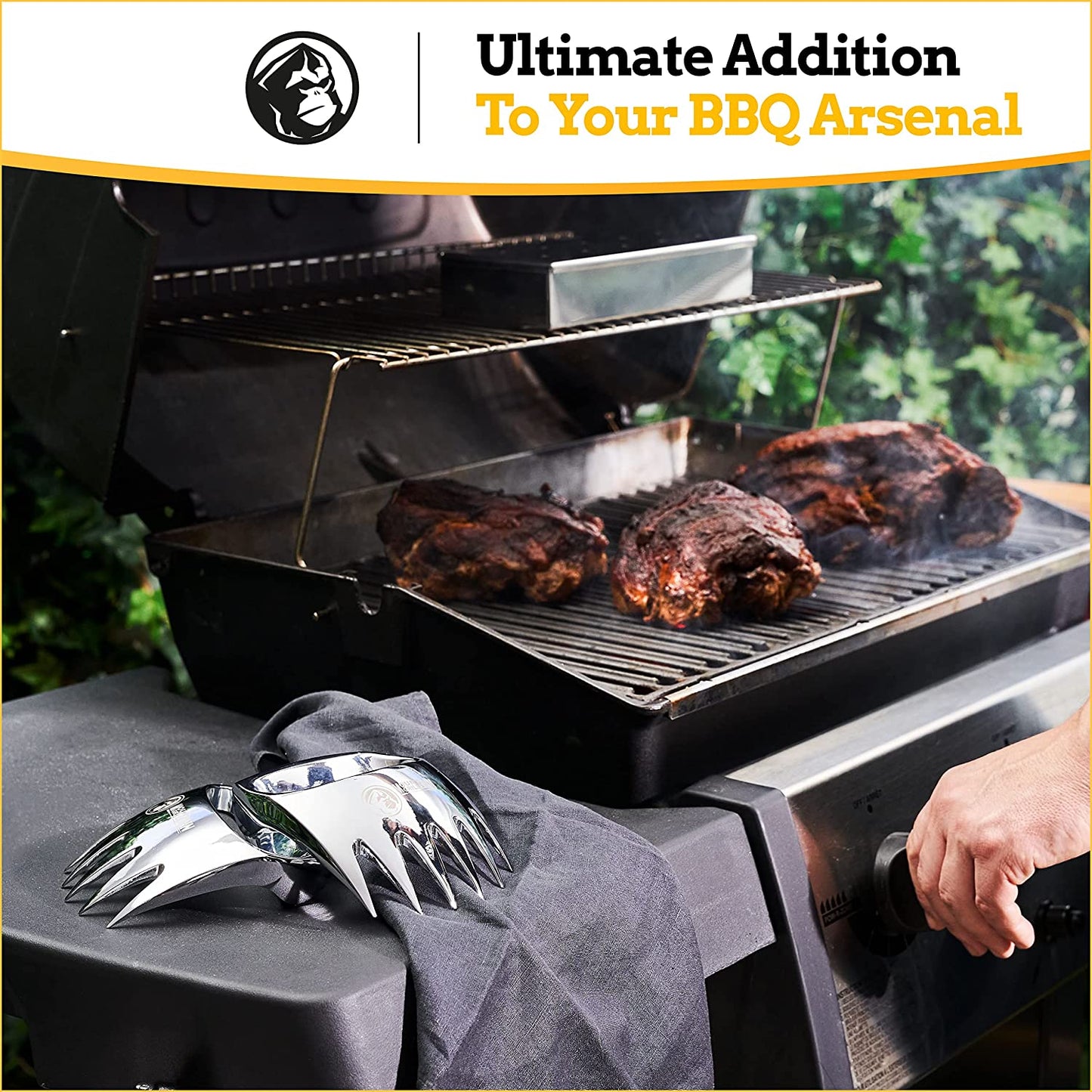 Meat Claws Meat Shredder for BBQ - Perfectly Shredded Meat, These Are the Meat Claws You Need - Best Pulled Pork Shredder Claw X 2 for Barbecue, Smoker, Grill (Solid Metal)