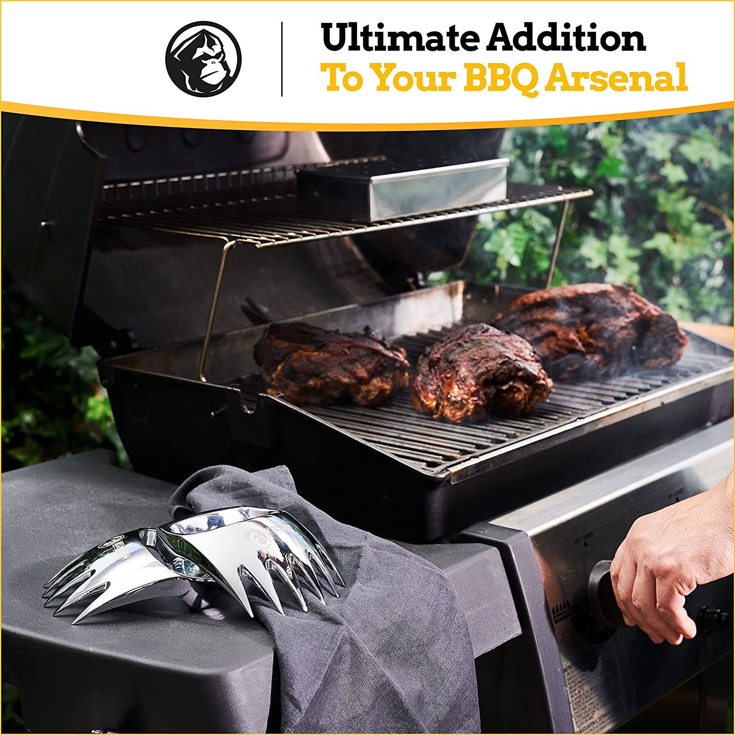 Meat Claws Meat Shredder for BBQ - Perfectly Shredded Meat, These Are the Meat Claws You Need - Best Pulled Pork Shredder Claw X 2 for Barbecue, Smoker, Grill (Solid Metal)