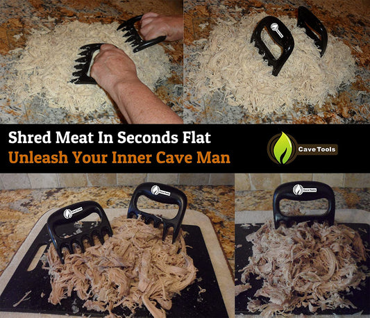 Cave Tools Meat Claws for Shredding Pulled Pork, Chicken, Turkey, and Beef- Handling & Carving Food - Barbecue Grill Accessories for Smoker, or Slow Cooker - Gun Metal