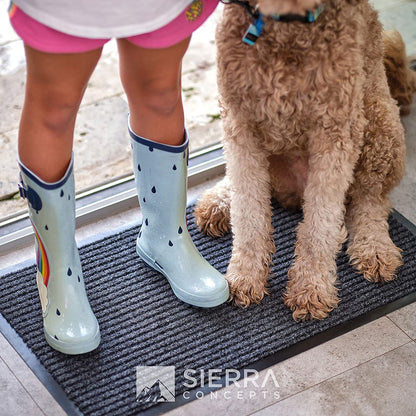Sierra Concepts Front Door Mat Welcome Mats 2-Pack - Entryway Mats for Shoe Scraper, Ideal for inside outside Home High Traffic Area, Steel Gray 30 Inch X 17 Inch