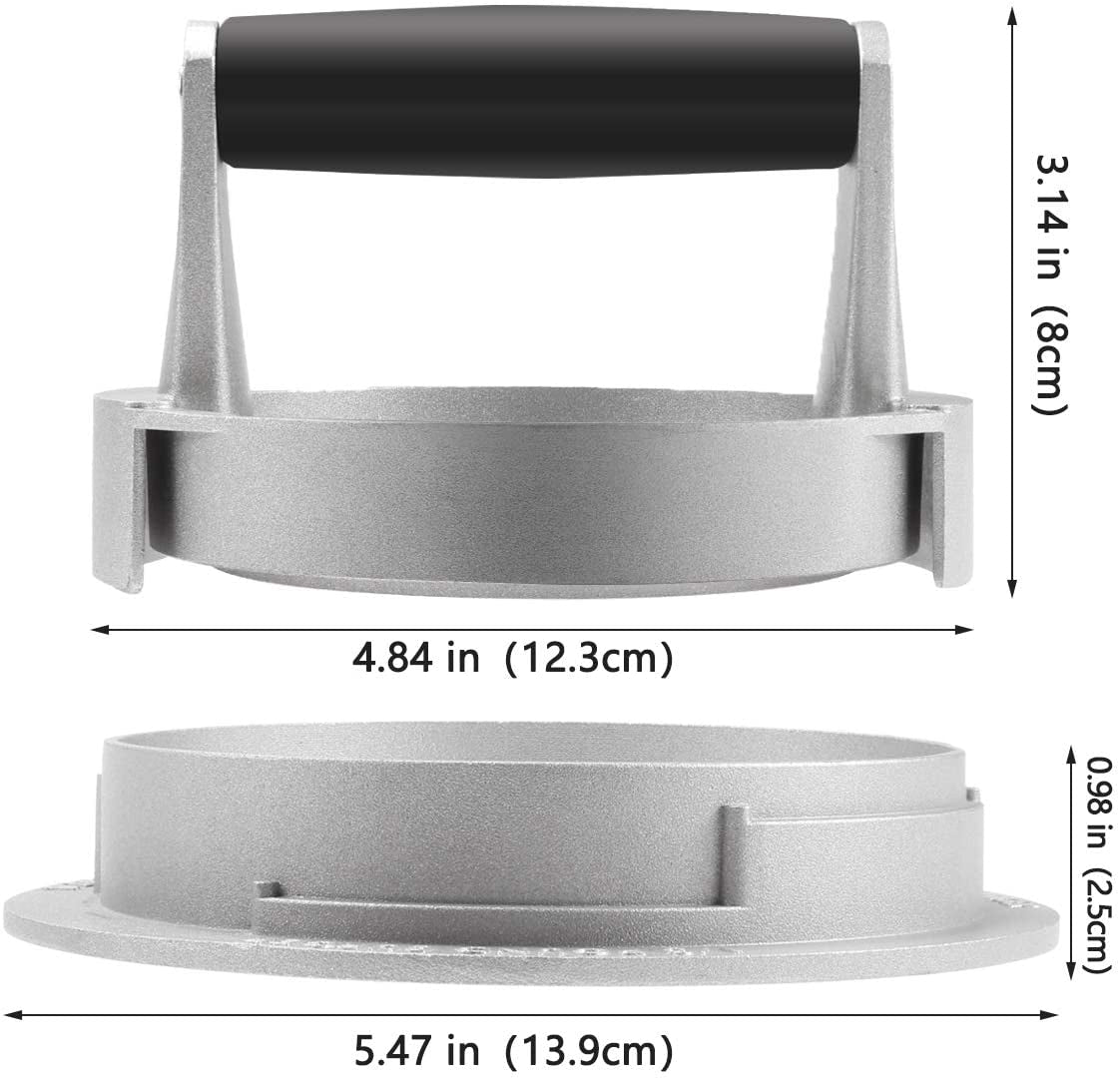 OVOS Burger Press Adjustable Thickness 3 in 1 Hamburger Patty Maker Aluminum Non Stick Patty Making Mold with 100 Wax Papers for Burgers and Meat Patties
