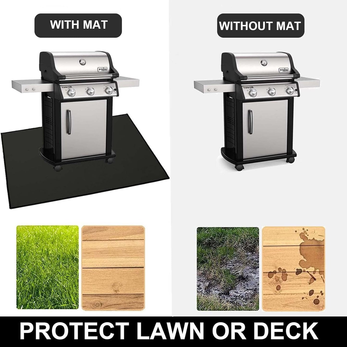 under Grill Mat, 40 X 65 in Fire Pit Mats Protects Decks and Patios, Fireproof Grill Pad for Outdoor Grill, Durable and Portable