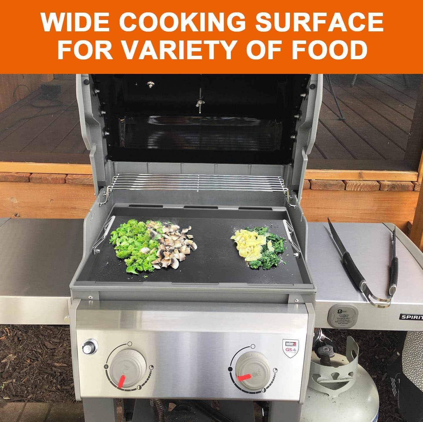 Full-Size Griddle Inserts for Weber Spirit 200 Spirit II 200 Series Gas Grills, Flat Top Griddle Replacement for Weber Spirit E-210 E-220 S-210 S-220 Spirit II E-210 S-210 E-220 S-220 Series Models