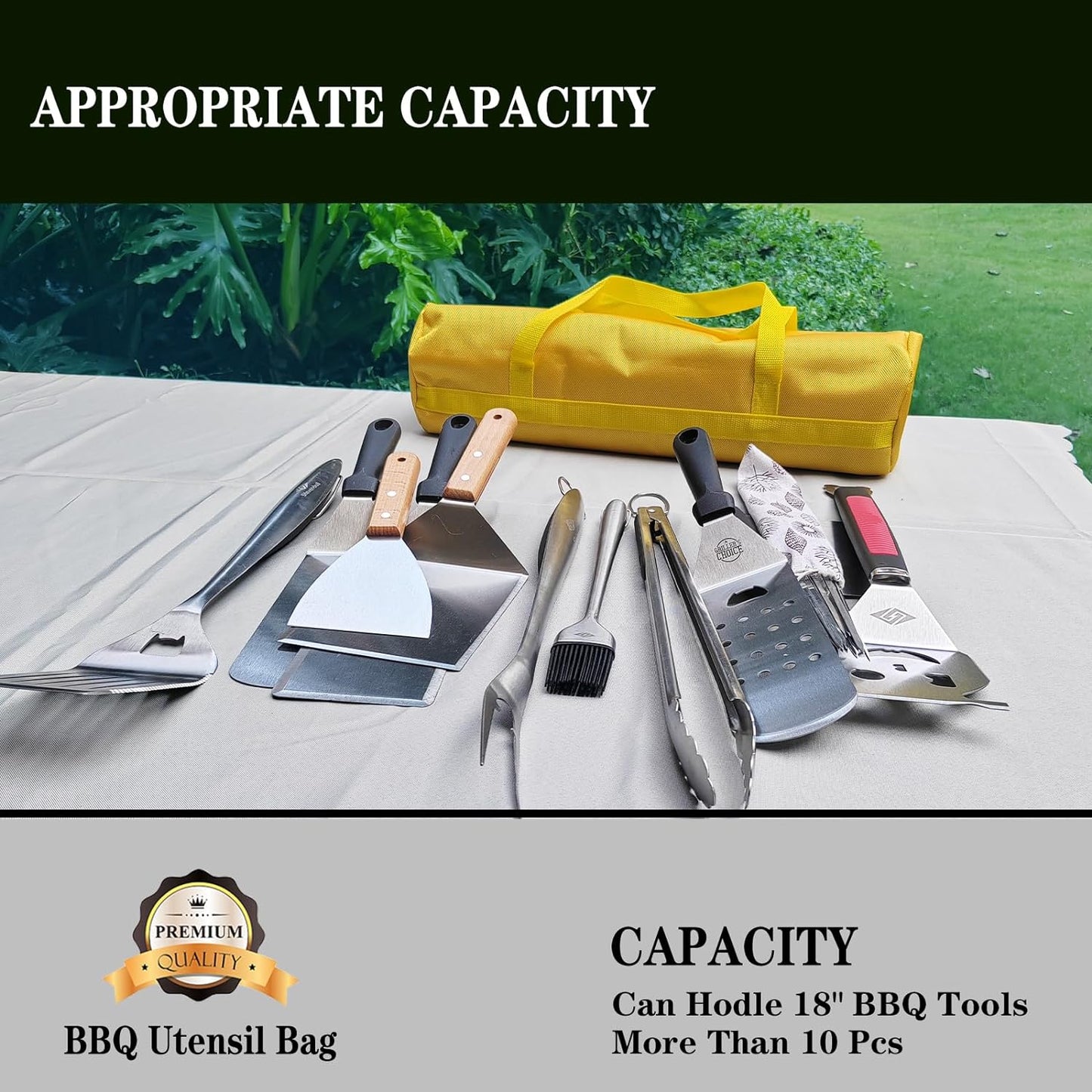 Rilltowpe BBQ Tool Storage Bag，Grill Accessory Storage，Bbq Tool Storage，Thickened Waterproof BBQ Tool Bag (Yellow)，Gifts for Men, Dad, Husband.