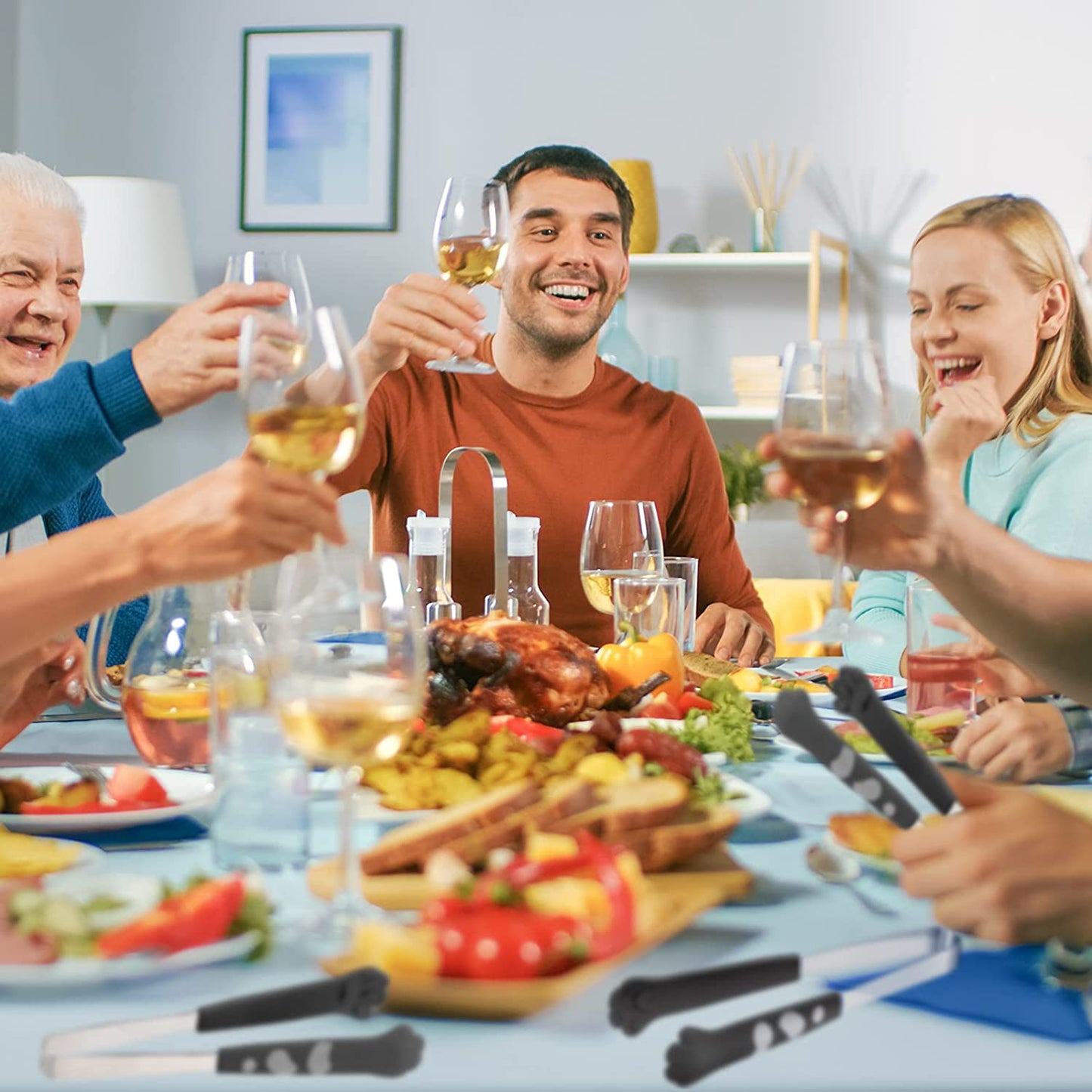 Cat Tongs 7 Inch Food Clips Kitchen Tongs Cat Paw Shape Tongs Stainless Steel Cooking Tongs for BBQ Cooking Grilling Sweets, Sugar (2, Black)