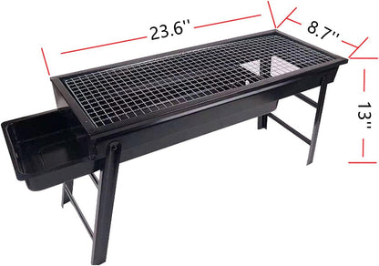 Portable Charcoal Grill Outdoor Grill with Handle Foldable BBQ Grill for Picnic Beach Terrace Backyard Barbecue(Large)