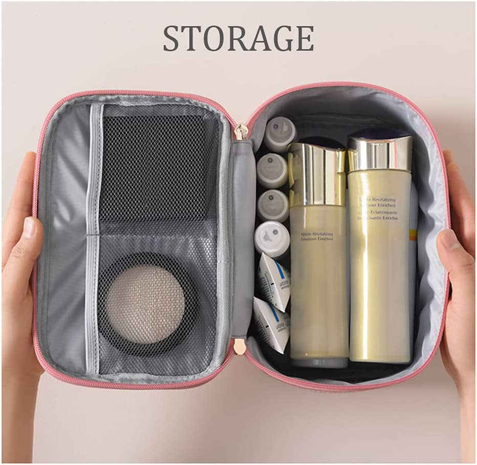 Makeup Bag Cosmetic Storage Case Travel Portable Organizer for Makeup Cosmetic Skincare, Girls, Women (Blue)