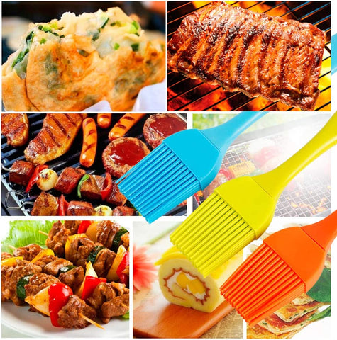 Image of Grill Basting Brush Silicone Pastry Baking Brush BBQ Sauce Marinade Meat Glazing Oil Brush Heat Resistant, Kitchen Cooking Baste Pastries Cakes Desserts, Dishwasher Safe 4Pack