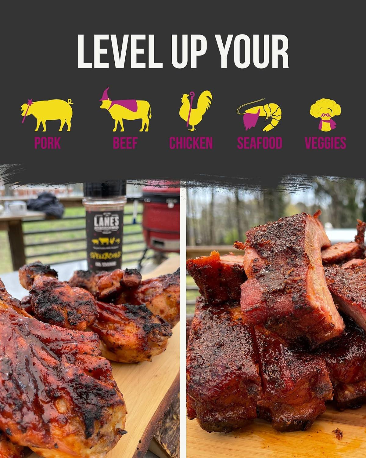 Lane'S Spellbound Pork Rub Seasoning - Premium Sweet and Smoky Pork Butt Rub, Rib Rub & Chicken Rub | Deep, Rich, Smoky Flavor | All Natural | Gluten Free | No MSG | NO Preservatives - 4.6Oz
