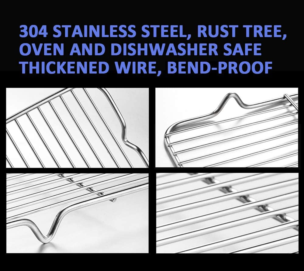 Turbokey Grilling Rack Heavy Duty Wire Grate Oven Roasting Rack 5.3 X 8.7 Inch Rectangle Baking Cooling Steaming with 4 Legs Stainless Steel Rack (5.3"X8.7",22X13.5Cm)