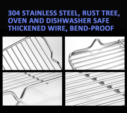 Turbokey Grilling Rack Heavy Duty Wire Grate Oven Roasting Rack 5.3 X 8.7 Inch Rectangle Baking Cooling Steaming with 4 Legs Stainless Steel Rack (5.3"X8.7",22X13.5Cm)