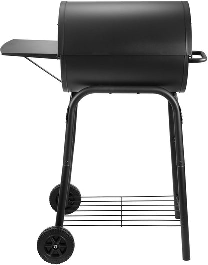 Charcoal Grills Outdoor BBQ Grill, Barrel Charcoal Grill with Side Table, with Nearly 500 Sq.In. Cooking Grid Area, Outdoor Backyard Camping Picnics, Patio and Parties, Black by