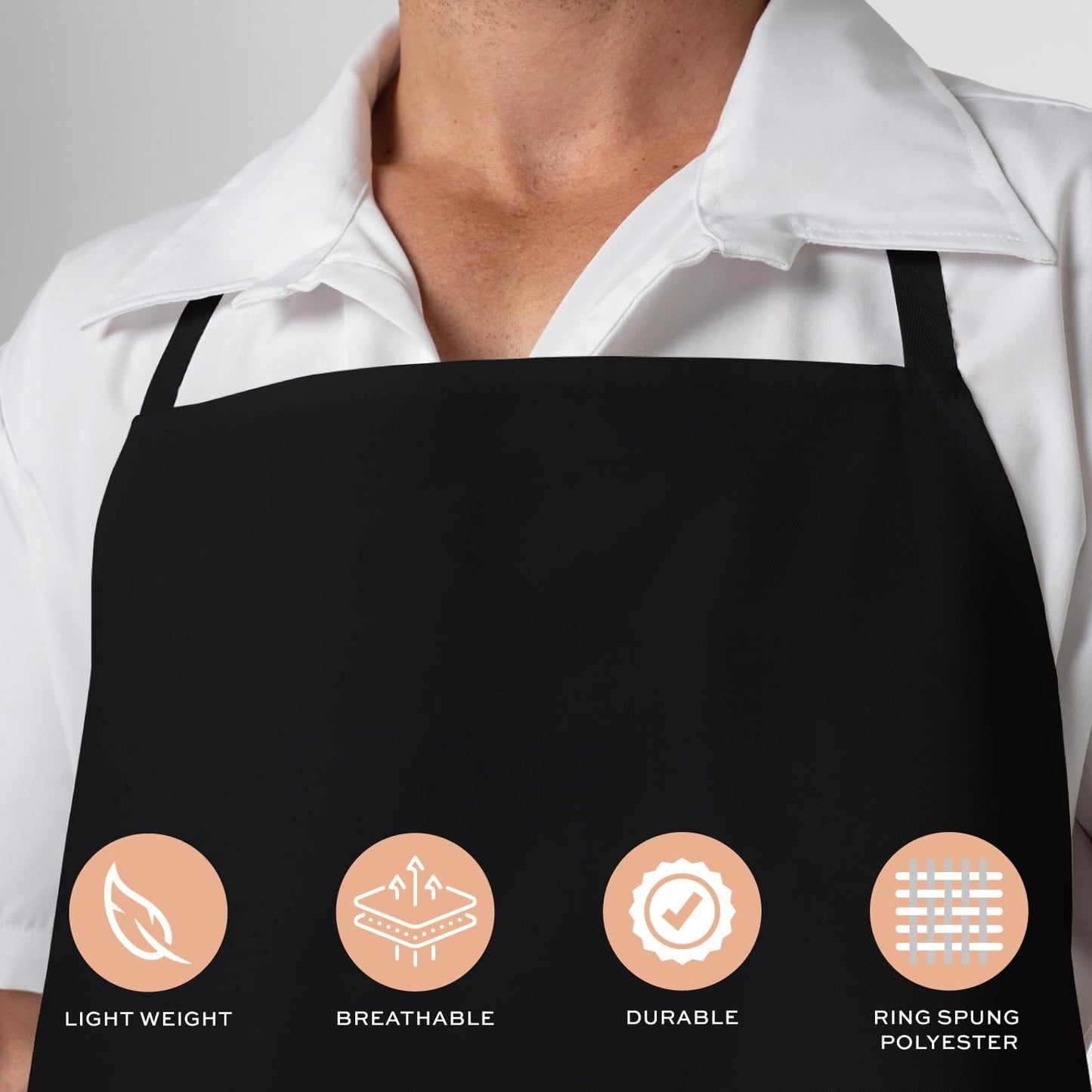 Black Aprons Bulk - Commercial Chef Bib Apron for Kitchen and Restaurant Cooking without Pockets, Unisex Women and Men, Adult - 12 Pack